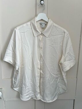 Rachel Zoe cream satin button down